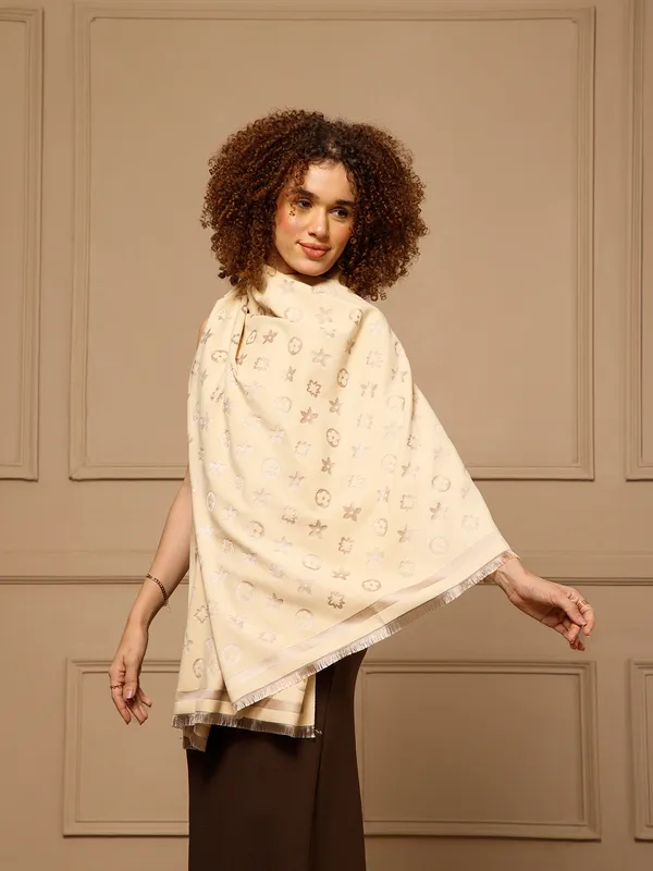 Cream_Printed_Stole_Wrap_for_Women