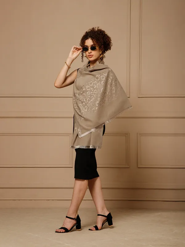 Taupe_Printed_Fringed_Scarf_for_Women