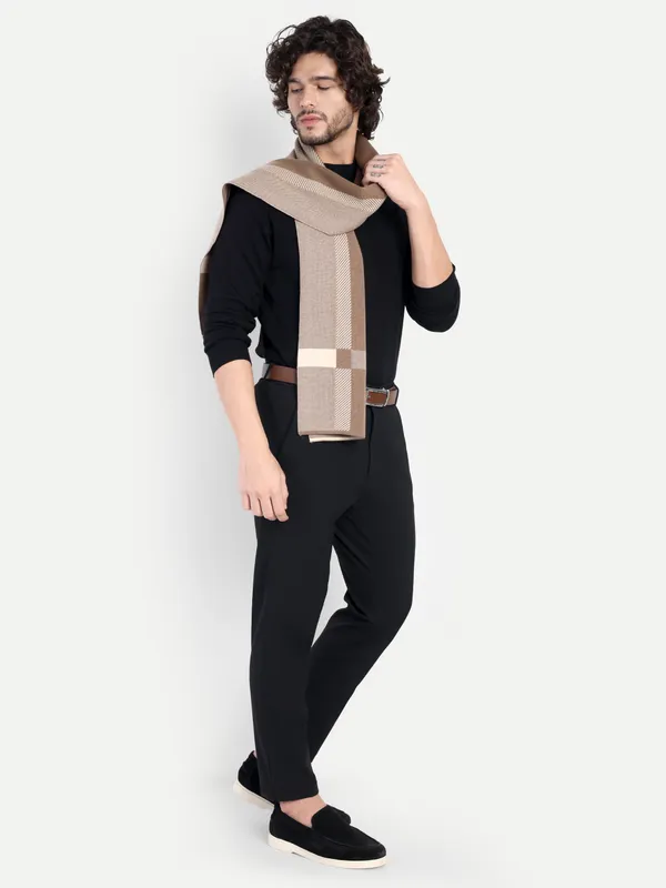Beige_Woven_Pattern_Muffler_for_Men