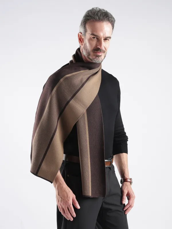Brown_Striped_Textured_Scarf_for_Men