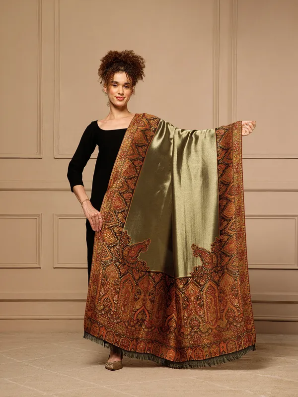 Olive_Paisley_Print_Shawl_for_Women