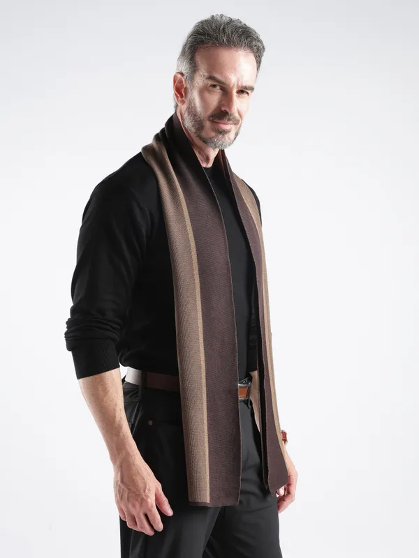 Brown_Striped_Textured_Scarf_for_Men