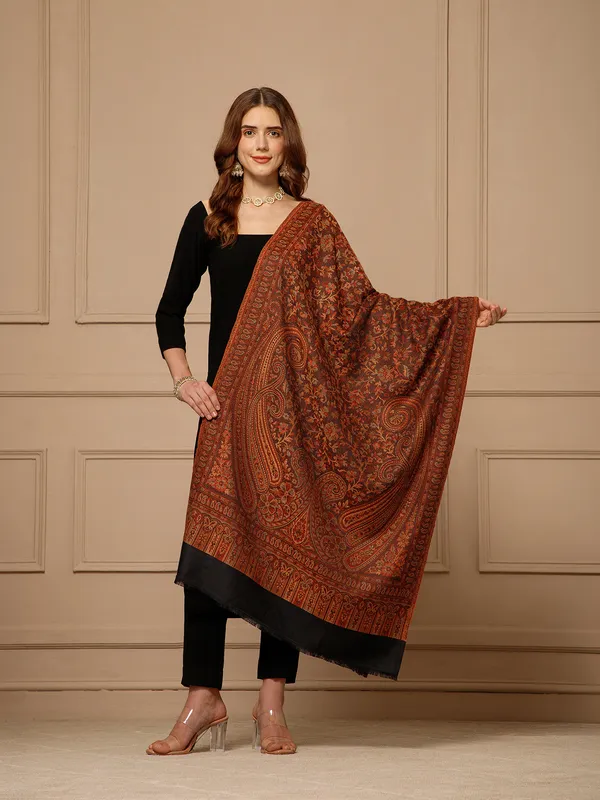 Brown_Pashmina_Jamawar_Shawl_For_Women