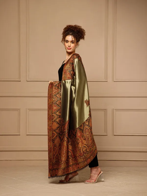 Olive_Paisley_Print_Shawl_for_Women