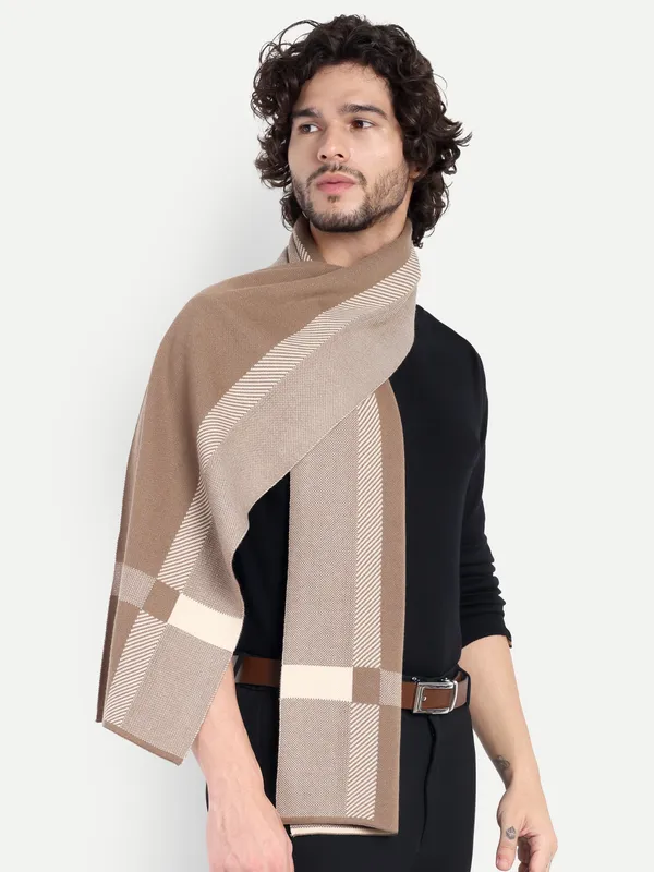 Beige_Woven_Pattern_Muffler_for_Men