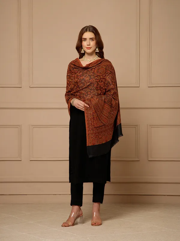 Brown_Pashmina_Jamawar_Shawl_For_Women