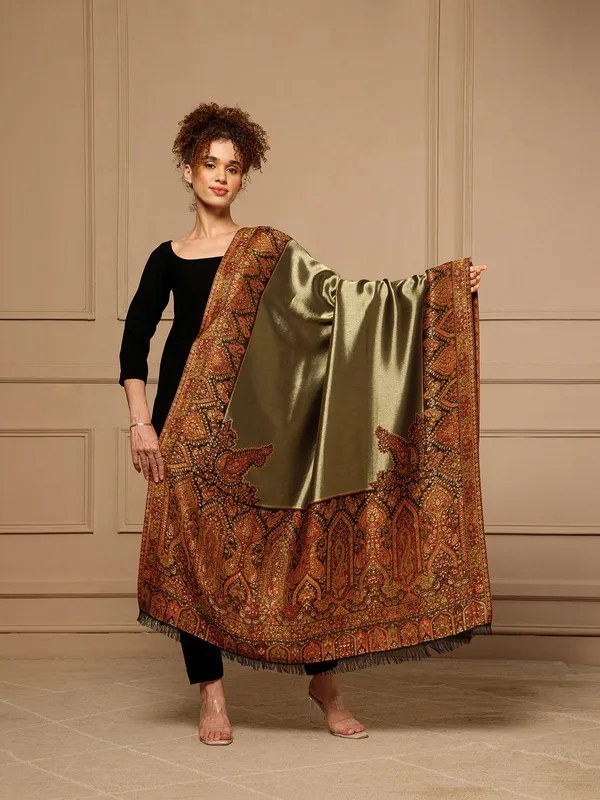 Olive_Paisley_Print_Shawl_for_Women