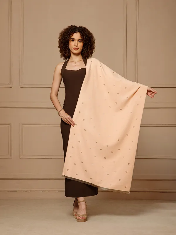 Brown_Sleeveless_Kurta_Set_With_Peach_Dupatta_for_Women