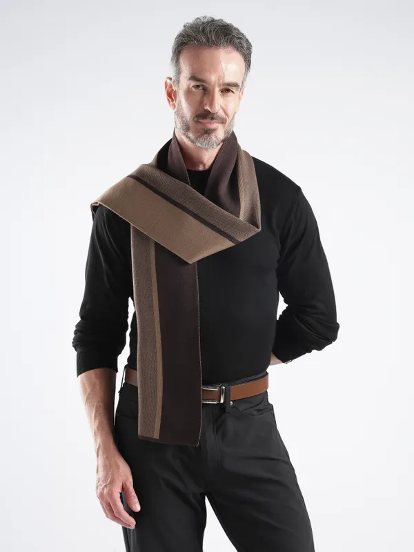 Brown_Striped_Textured_Scarf_for_Men