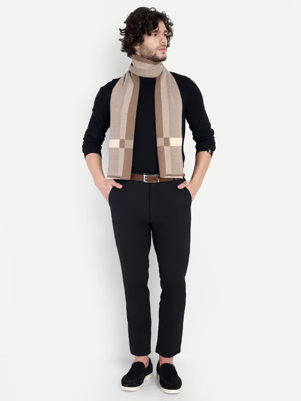 Beige_Woven_Pattern_Muffler_for_Men