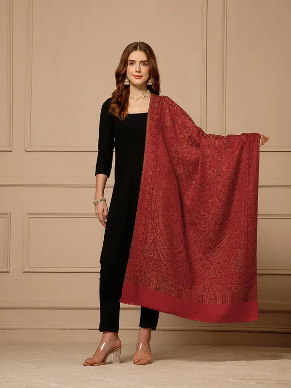 Maroon_Pashmina_Jamawar_Shawl_For_Women