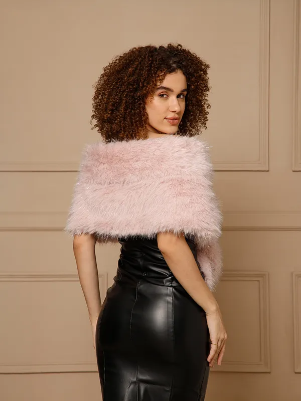 Pink_Fuzzy_Off_Shoulder_Wrap_For_Women