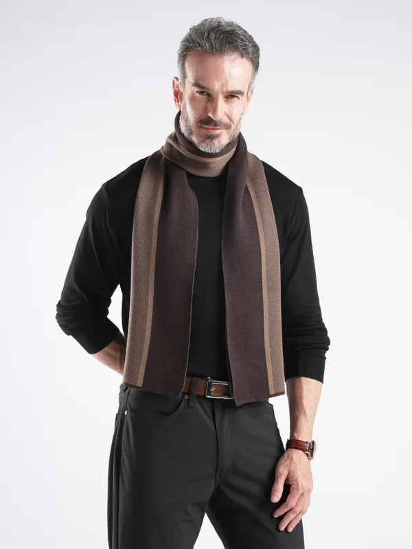 Brown_Striped_Textured_Scarf_for_Men