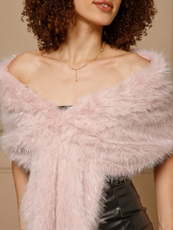 Pink_Fuzzy_Off_Shoulder_Wrap_For_Women