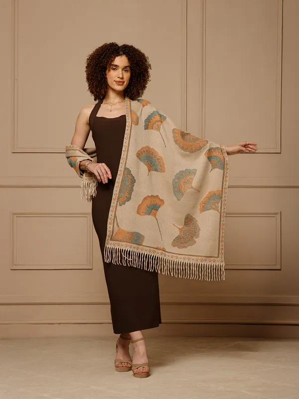 Beige_Woven_Printed_Stole_for_Women