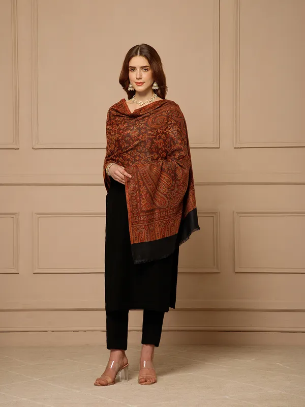 Brown_Pashmina_Jamawar_Shawl_For_Women