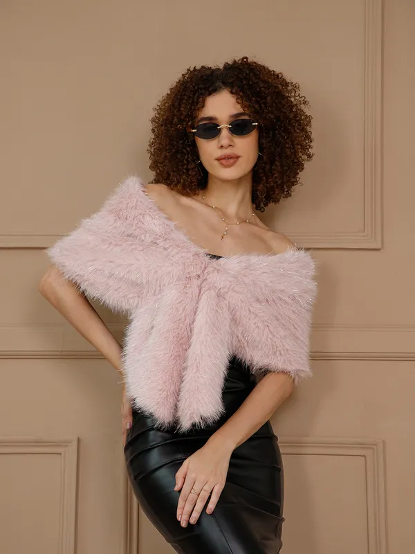 Pink_Fuzzy_Off_Shoulder_Wrap_For_Women
