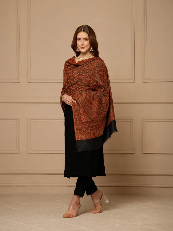 Brown_Pashmina_Jamawar_Shawl_For_Women
