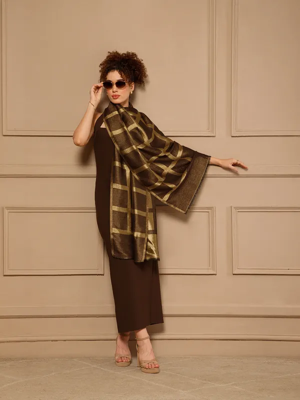 Brown_Woven_Geometric_Stole_for_Women