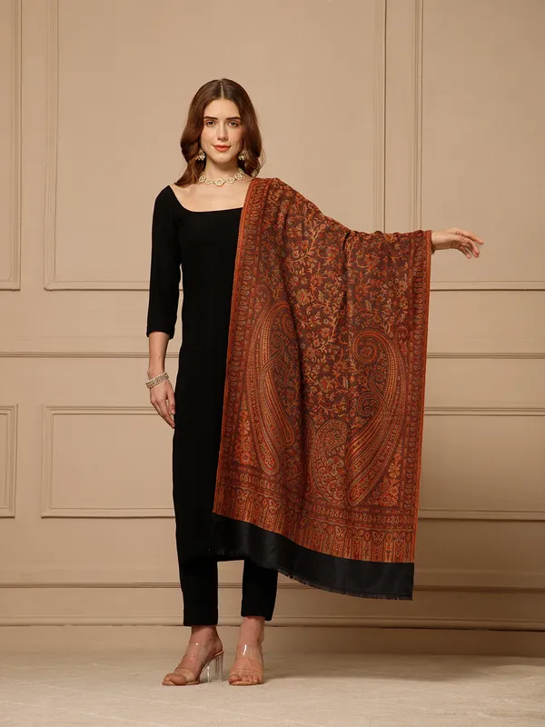 Brown_Pashmina_Jamawar_Shawl_For_Women