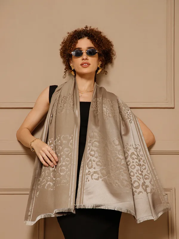 Taupe_Printed_Fringed_Scarf_for_Women