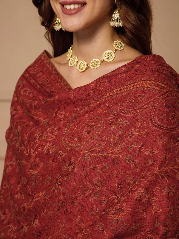 Maroon_Pashmina_Jamawar_Shawl_For_Women