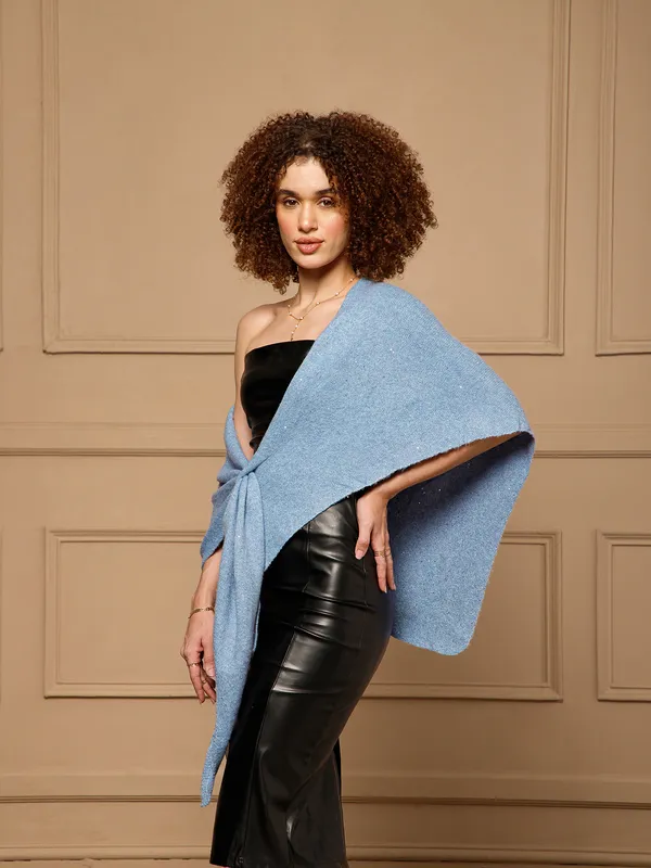 Blue_Knit_Wrap_Shawl_for_Women