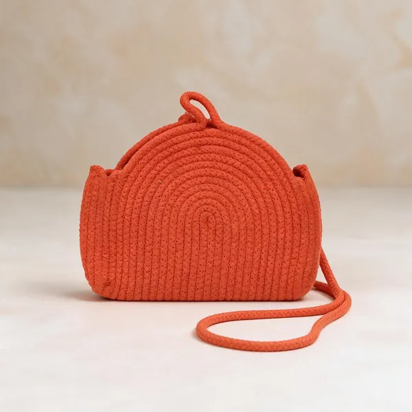 Orange_Cotton_Rope_Sling_Bag_For_Women