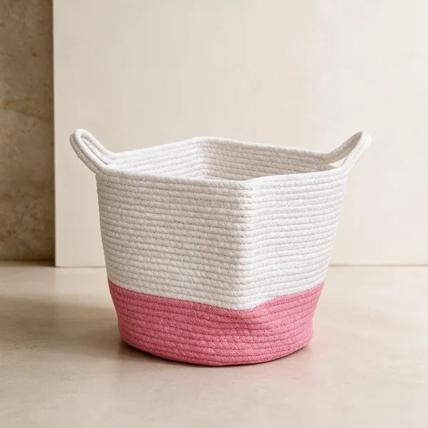 Cotton_Rope_Two-Tone_Pink_Coiled_Laundry_Basket