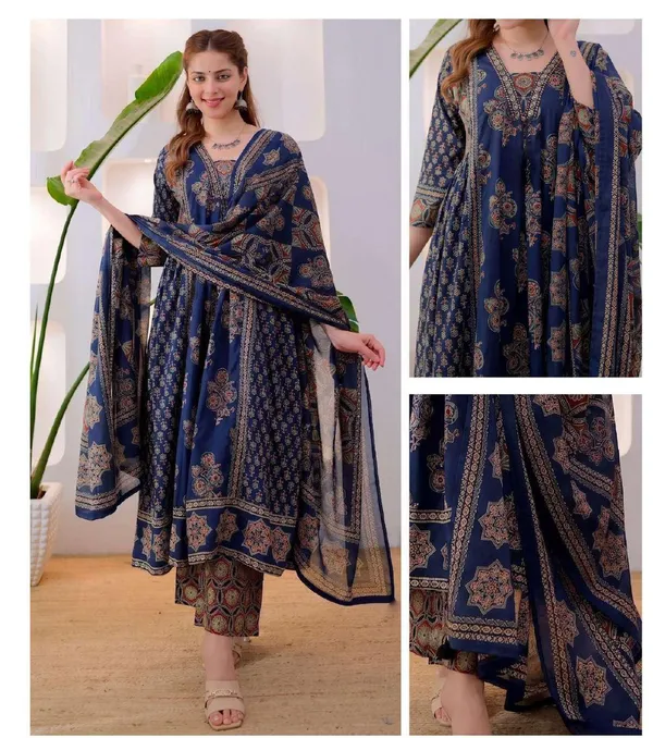 Blue_Cotton_Printed_Suit_Set_For_Women