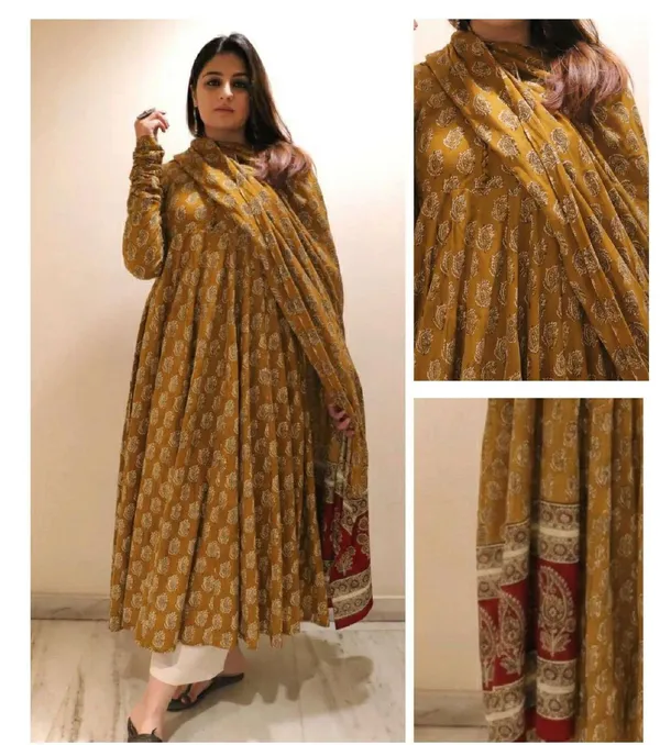 Mustard_Cotton_Printed_Anarkali_Suit_Set_For_Women