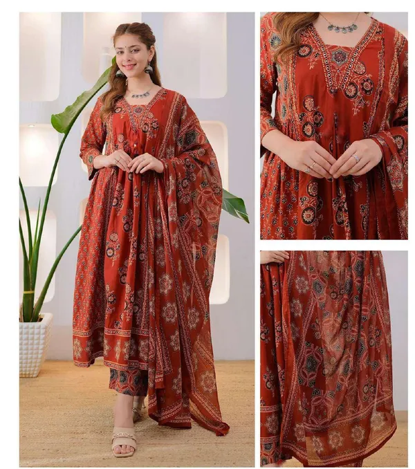 Red_Cotton_Printed_Anarkali_Dress_For_Women