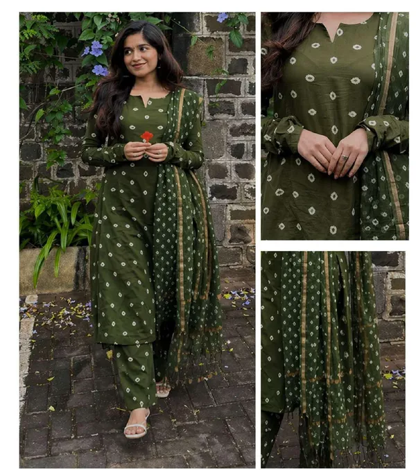 Olive_Green_Cotton_Printed_Straight_Kurta_Set_For_Women