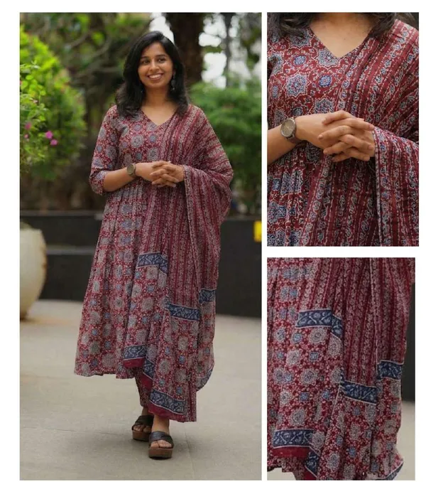 Maroon_Cotton_Printed_A-Line_Kurta_Set_For_Women