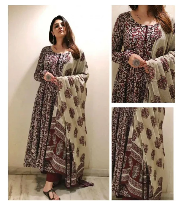 Maroon_Cotton_Printed_Anarkali_Suit_Set_For_Women