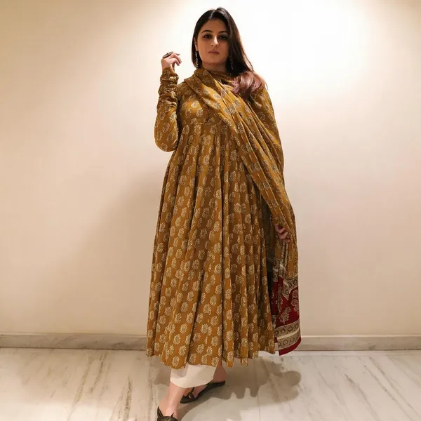 Mustard_Cotton_Printed_Anarkali_Suit_Set_For_Women