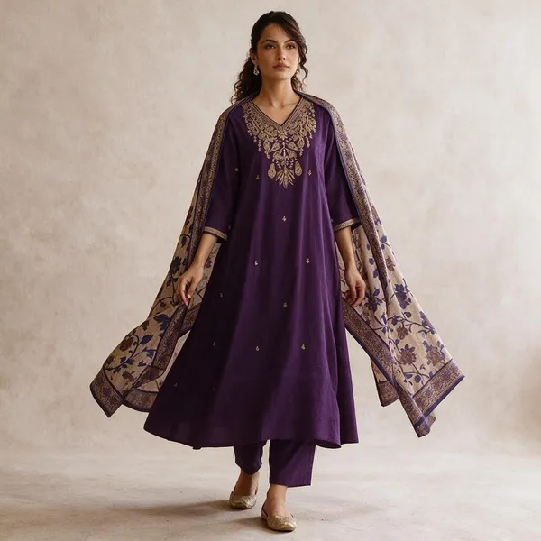 Purple_Cotton_Printed_Kurta_Set_For_Women