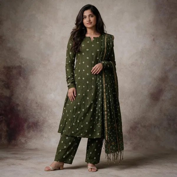 Olive_Green_Cotton_Printed_Straight_Kurta_Set_For_Women