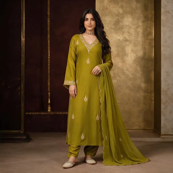 Olive_Green_Cotton_Embroidered_Straight_Kurta_Set_For_Women