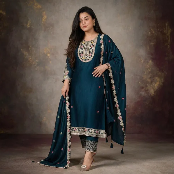 Teal_Cotton_Embroidered_Straight_Suit_Set_For_Women