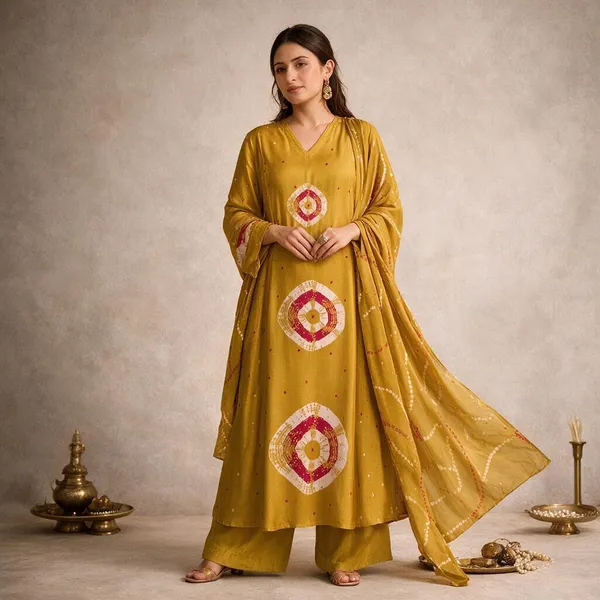Mustard_Cotton_Printed_Kurta_Pant_Dupatta_Set_For_Women