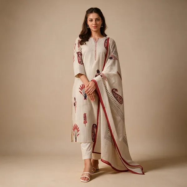 Beige_Cotton_Printed_Straight_Kurta_Set_For_Women
