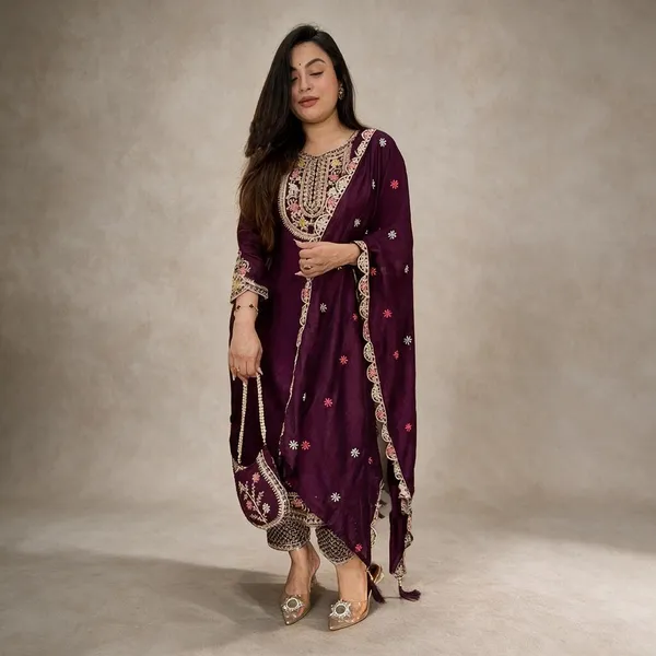 Purple_Cotton_Embroidered_Anarkali_Suit_Set_For_Women
