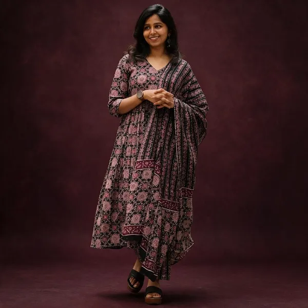 Black_Cotton_Printed_A-Line_Ethnic_Dress_For_Women