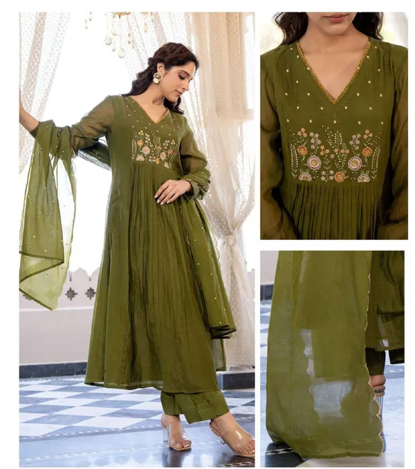Olive_Green_Cotton_Embroidered_Anarkali_Suit_Set_For_Women