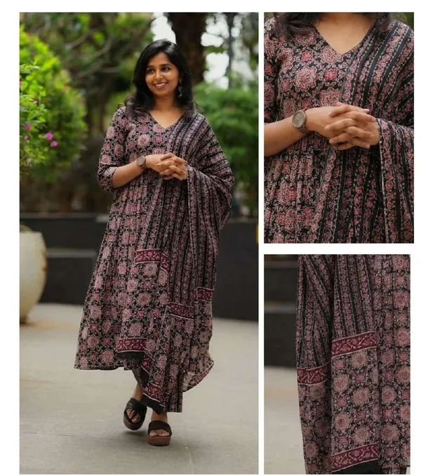 Black_Cotton_Printed_A-Line_Ethnic_Dress_For_Women