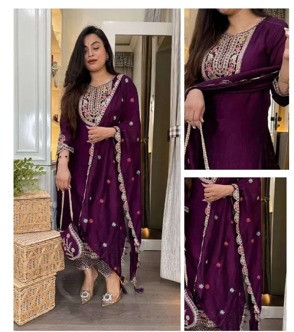 Purple_Cotton_Embroidered_Anarkali_Suit_Set_For_Women