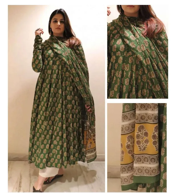 Green_Cotton_Printed_Anarkali_Suit_Set_For_Women