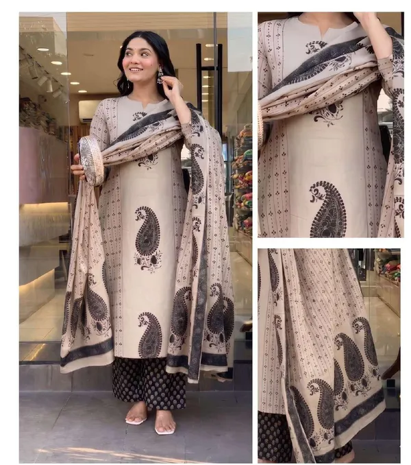 Beige_Cotton_Printed_Ethnic_Kurta_Set_For_Women