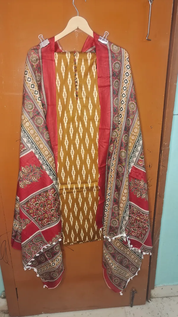 Mustard_Printed_Kurta_With_Dupatta_for_Women